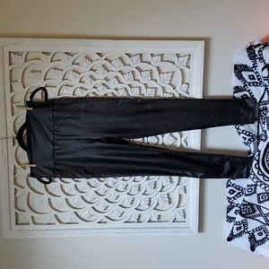 Black Leather Look Legging Size Large Wide Waistband Fashonomics Leather…